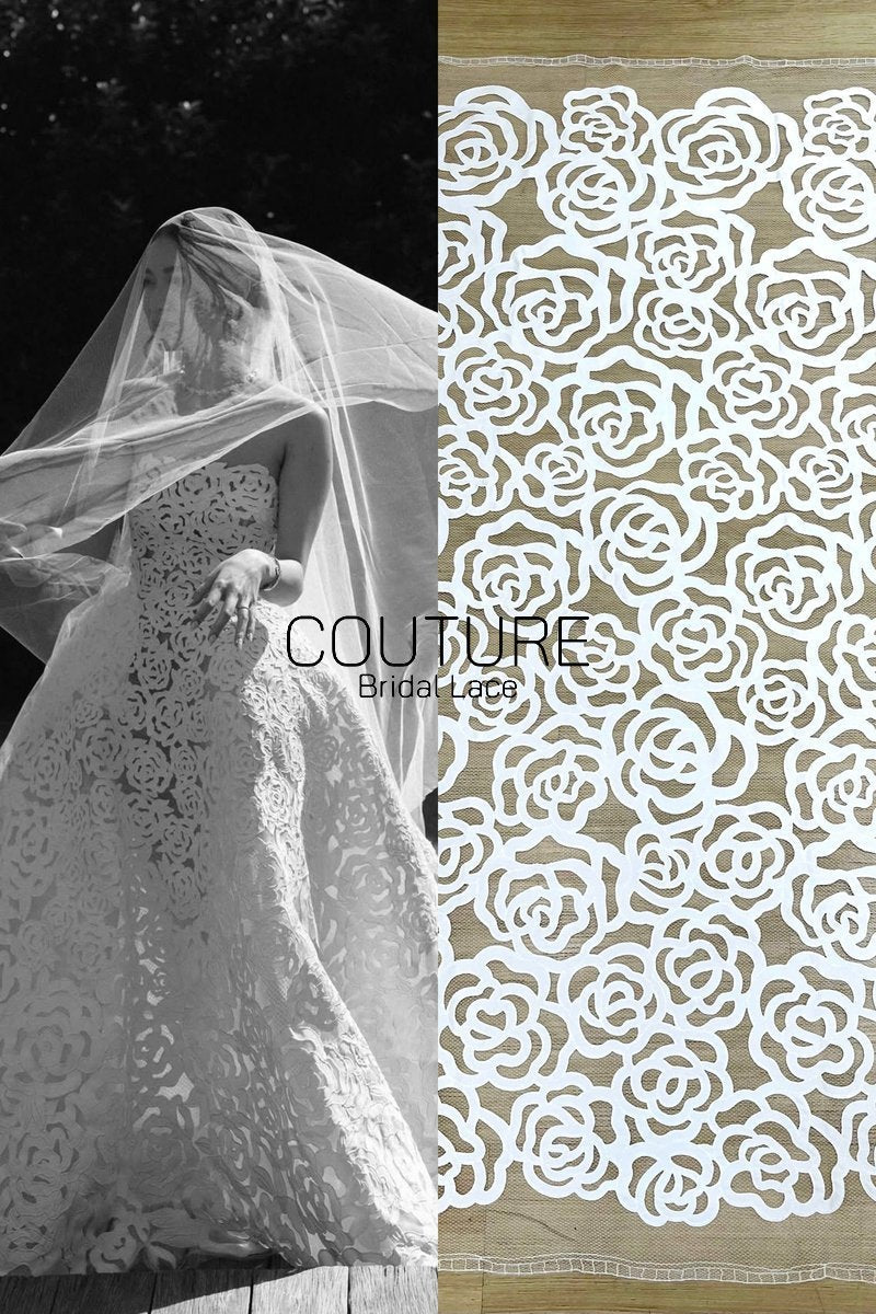 Floral Lace: Scattered Floral Clusters with Scalloped Border, 3 Meters