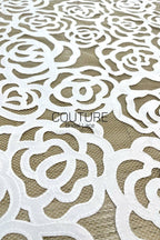 Floral Lace: Scattered Floral Clusters with Scalloped Border, 3 Meters