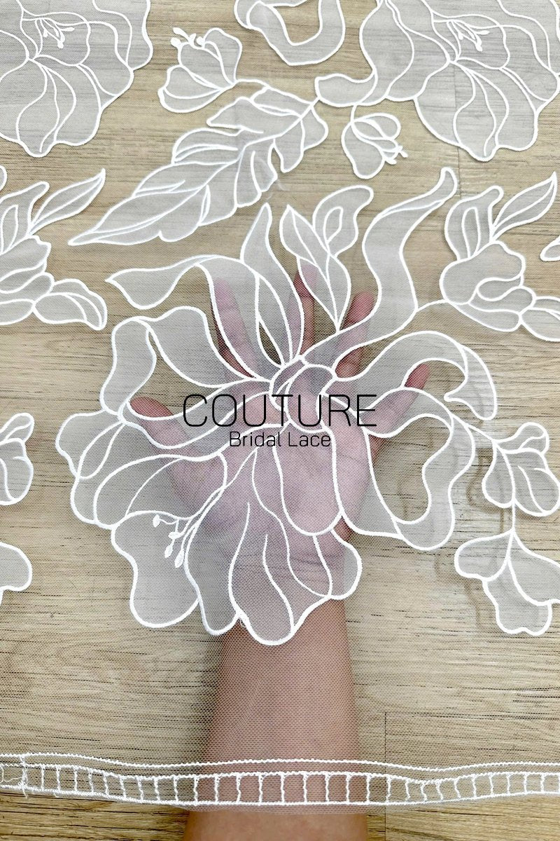 Floral Lace: Dense Floral Allover with Scalloped Border, 3 Meters
