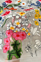 Color Lace: Floral Meadow with Delicate Scalloped Floral Border Edge, 1 Meter