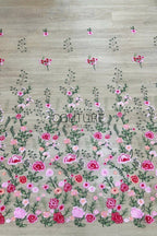 Color Lace: Floral Vine Garden with Graduated Dense Floral Scalloped Border, 1 Meter