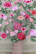 Color Lace: Floral Vine Garden with Graduated Dense Floral Scalloped Border, 1 Meter