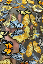 Color Lace: Butterfly Scattered Pattern with Sheer Straight Edge Border, 1 Meter