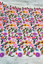 Color Lace: Vibrant Floral Embroidered Motifs with Sheer Mesh Base and Scattered Blooms, 1 Meter