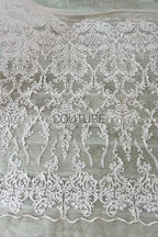 Color Lace: Blush Pink Ornate Baroque Damask with Elaborate Scalloped Floral Lace Edge, 1 Meter