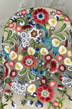 Color Lace: Vibrant Floral Garden Embroidery with Scalloped Eyelash Edge on Nude Mesh, 1 Meter