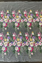 Color Lace: Floral Botanical Garden with Scattered Blooms and Trailing Vines Border, 1 Meter