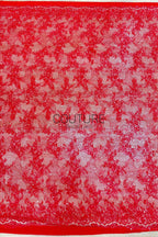 Color Lace: Red Floral Lace Overlay with Sequin Embellished Scalloped Border Edge, 3 Meters