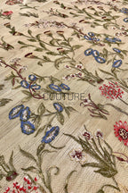 Color Lace: Meadow Wildflower Embroidery with Delicate Scalloped Floral Lace Edge, 1 Meter
