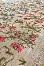 Color Lace: Meadow Wildflower Embroidery with Delicate Scalloped Floral Lace Edge, 1 Meter