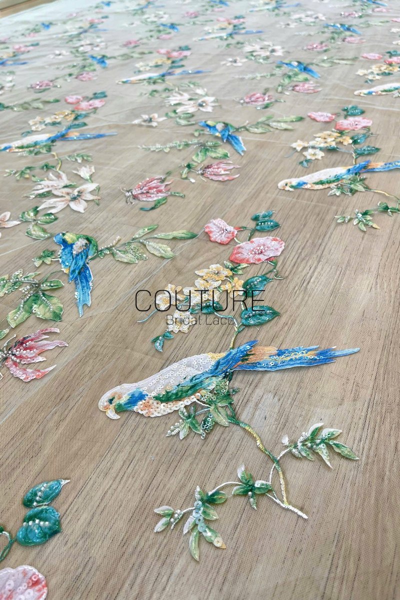 Color Lace: Sequined Florals with Motif Edge, 1 Meter