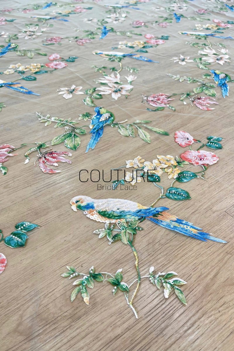 Color Lace: Sequined Florals with Motif Edge, 1 Meter