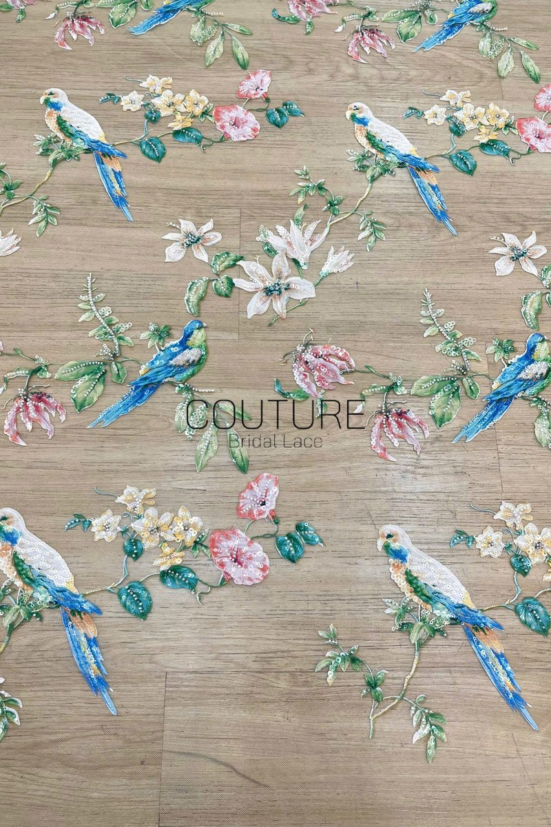Color Lace: Sequined Florals with Motif Edge, 1 Meter