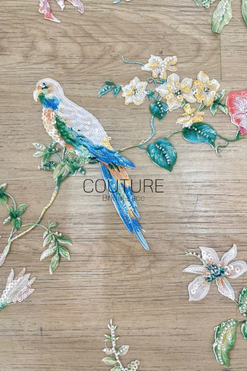 Color Lace: Sequined Florals with Motif Edge, 1 Meter
