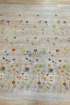 Color Lace: Scattered Floral Embroidered Blooms with Sequined and Beaded Flower Motifs, 1 Meter