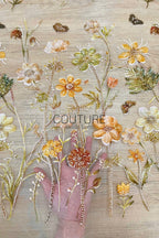 Color Lace: Scattered Floral Embroidered Blooms with Sequined and Beaded Flower Motifs, 1 Meter