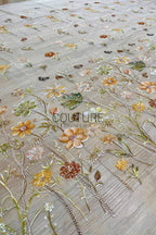 Color Lace: Scattered Floral Embroidered Blooms with Sequined and Beaded Flower Motifs, 1 Meter