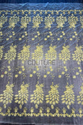 Color Lace: Gold Floral Embroidered Motifs with Scalloped Floral Border Edge, 1 Meter