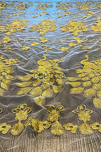 Color Lace: Gold Floral Embroidered Motifs with Scalloped Floral Border Edge, 1 Meter