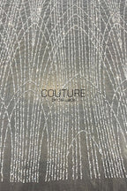 Beadings Lace: Sheer Tulle with Silver Beaded Art Deco Arch and Vertical Fringe Lines, 3 Meters