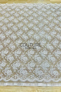 Chantilly Lace: White Allover Floral Bouquet Clusters with Scrolling Volute Vines, 1 Meter