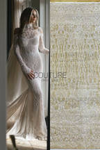Chantilly French Lace: Couture Fabric with Sequins (3 Meters)