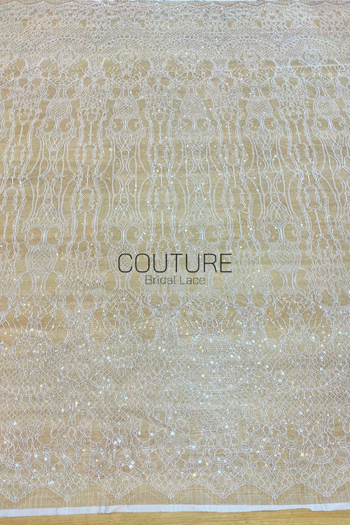 Chantilly French Lace: Couture Fabric with Sequins (3 Meters)