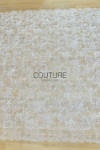 Beaded Chantilly Lace: Ivory Delicate Floral Vine with Scalloped Eyelash Fringe Edge, 3 Meters
