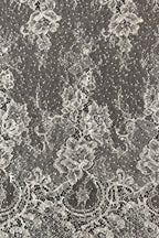 Beaded Chantilly Lace: White Delicate Floral Scrollwork with Scalloped Eyelash Fringe Border Edge, 3 Meters