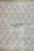 Chantilly Lace: White Scattered Delicate Coral Vine Sprigs with Ornate Floral Medallion Scalloped Border, 3 Meters