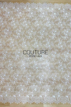 Chantilly Lace: White Scattered Delicate Coral Vine Sprigs with Ornate Floral Medallion Scalloped Border, 3 Meters