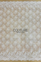 Chantilly Lace: White Scattered Rose Bouquet Clusters with Scrolling Paisley Floral Scalloped Border, 3 Meters