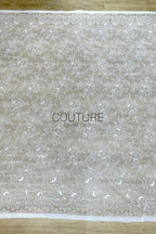Beaded Chantilly Lace: White Delicate Floral Vine Scrollwork with Ornate Scalloped Floral Medallion Edge, 3 Meters