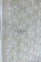 Beaded Chantilly Lace: White Delicate Floral Vine Scrollwork with Ornate Scalloped Floral Medallion Edge, 3 Meters