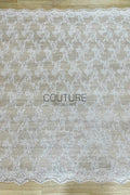 Sequins Chantilly Lace: White Delicate Floral And Leaf Sprigs With Scalloped Floral Eyelash Edge, 3 Meters