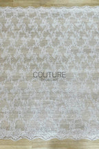 Sequins Chantilly Lace: White Delicate Floral And Leaf Sprigs With Scalloped Floral Eyelash Edge, 3 Meters