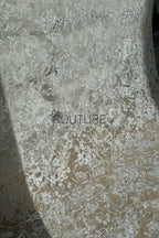 Sequins Chantilly Lace: White Delicate Floral Vine Pattern With Intricate Scalloped Floral Edge, 3 Meters