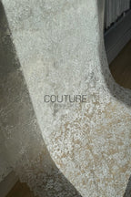 Sequins Chantilly Lace: White Delicate Floral Vine Pattern With Intricate Scalloped Floral Edge, 3 Meters