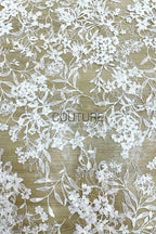 Sequins Chantilly Lace: White Delicate Floral Vine Pattern With Intricate Scalloped Floral Edge, 3 Meters