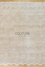 Beaded Chantilly Lace: Ivory Allover Climbing Floral with Scattered Navette Sequins and Ornate Scalloped Border, 3 Meters