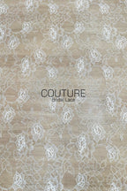 Chantilly Lace: White Allover Climbing Rose and Leaf Clusters with Straight Satin Ribbon Border, 3 Meters
