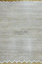 Beaded Chantilly Lace: Ivory Ornate Floral Medallion with Scalloped Eyelash Fringe Border Edge, 3 Meters