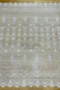 Beaded Chantilly Lace: White Delicate Floral Vine with Scalloped Eyelash Fringe Border Edge, 3 Meters