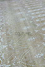 Beaded Chantilly Lace: White Delicate Floral Vine with Scalloped Eyelash Fringe Border Edge, 3 Meters