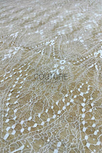 Beaded Chantilly Lace: White Delicate Floral Vine with Scalloped Eyelash Fringe Border Edge, 3 Meters