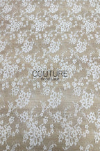 Chantilly Lace: White Allover Rose and Daisy Floral Sprays with Scalloped Floral Garland Border, 3 Meters