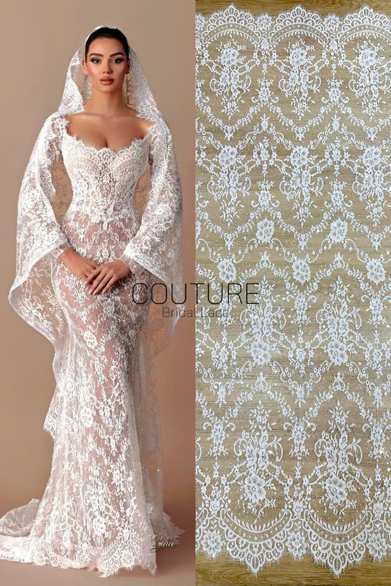 Beaded Chantilly Lace: White Ornate Floral Medallion with Scalloped Floral Edge Border, 3 Meters