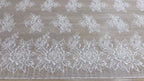 Chantilly Lace: White Scattered Peony Bouquets with Double Scalloped Peony Border, 3 Meters