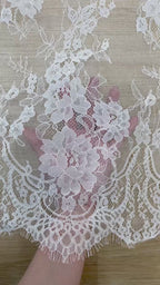 Chantilly Lace: White Cascading Floral Vine Columns with Arch Openwork Eyelash Scalloped Border, 3 Meters
